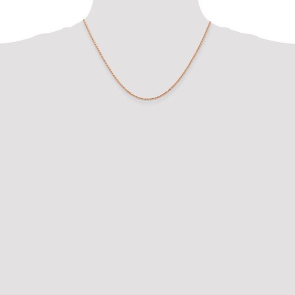 1.5mm, 14k Rose Gold, Diamond Cut Solid Rope Chain Necklace, 18 Inch - Picture 2 of 8